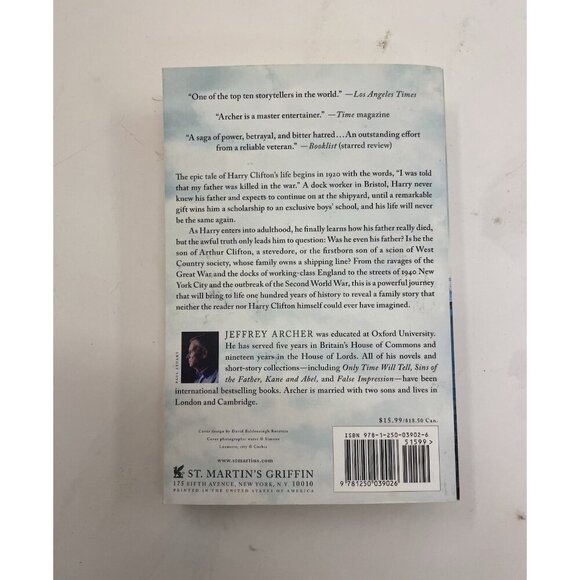 Only Time Will Tell by Jeffrey Archer – G+ Clifton Chronicles Book One - Picture 2 of 2